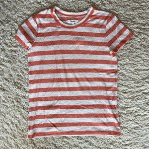 Madewell Women's Striped Tee Shirt Orange & White - Size XS